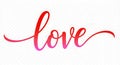 Elegant red gradient script word love Royalty Free Stock Photo
