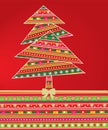 Elegant red green christmas tree background.Happy new year card.Holiday,celebrations vector illustration objects and ornaments Royalty Free Stock Photo