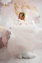 Elegant red-haired girl bride. Young beautiful woman in wedding dress Royalty Free Stock Photo