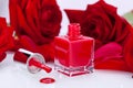 Elegant red nail varnish in a stylish bottle Royalty Free Stock Photo