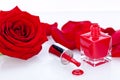 Elegant red nail varnish in a stylish bottle Royalty Free Stock Photo