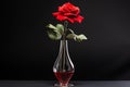 Elegant Red rose clear vase. Generate Ai