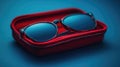 Elegant Red Spectacle Case Holding Glasses on a Clean Surface Royalty Free Stock Photo