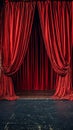 Elegant red theater curtains opening to an empty stage Royalty Free Stock Photo