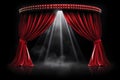 Elegant Red Theater Curtains with Spotlights on Stage Royalty Free Stock Photo