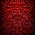 Elegant Red Victorian Wallpaper Design, AI Generated Royalty Free Stock Photo