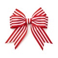 Elegant red and white striped decorative bow on a plain background Royalty Free Stock Photo