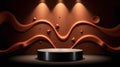 Elegant and refined, showcasing a black pedestal with a copper backdrop Royalty Free Stock Photo