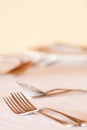 Elegant restaurant setting if fine dining cutlery Royalty Free Stock Photo