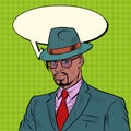 elegant retro african businessman Stylish man in a suit and hat