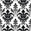 Elegant Retro Black And White Damask Vector Pattern Royalty Free Stock Photo