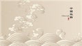 Elegant retro Chinese style background template curve spiral cross ocean wave and fog cloud