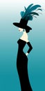 Elegant Retro Hollywood Glamour: Female Cartoon In Black Dress