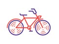 Elegant retro pink bycicle icon Vector bike illustration in trendy linear style