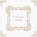 Elegant retro varicolored floral square frame. Royalty Free Stock Photo