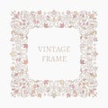 Elegant retro varicolored floral square frame. Royalty Free Stock Photo