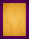 Elegant Rich Gold Parchment. Rich Purple Textured Frame. Portrait Orientation.