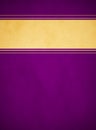 Elegant Rich Purple Parchment. Textured Gold Banner with Purple and Gold Trim. Royalty Free Stock Photo