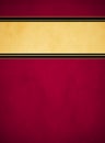 Elegant Rich Red Parchment. Textured Gold Banner with Black and Gold Trim.