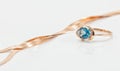 Elegant ring made of gold with large Topaz and gold chain