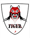 Elegant Tiger Head over the White Shield