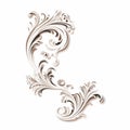 Elegant Rococo Corner Design Element On White Background
