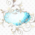 Elegant rococo emblem in vibrant blue on white