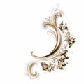 Elegant Rococo Gold Swirl Pattern On White Background