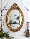 Elegant Rococo Mirror on a Studio Set Royalty Free Stock Photo