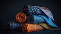 Elegant Rolled Silk Ties in Close-Up Royalty Free Stock Photo