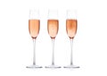 Elegant Rose pink champagne glasses with bubbles