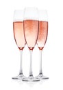 Elegant Rose pink champagne glasses with bubbles Royalty Free Stock Photo