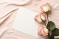 Elegant Roses and Love Note: A Romantic Flat Lay with Thoughtful Space Royalty Free Stock Photo