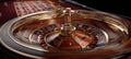 The elegant roulette wheel spinning on a luxurious casino table AI generated image Royalty Free Stock Photo