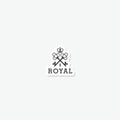 Elegant royal crossed keys logo sticker isolated on gray background