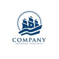 Elegant Sailing boat logo vector