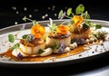 Elegant seafood dish in a gourmet style. Generative AI