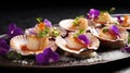 An elegant seafood platter featuring tender scallops AI generated