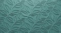 Seamless embossed pattern stylized leaves vines in muted teal color, for organic texture, nature background, elegant Royalty Free Stock Photo
