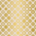 Elegant seamless geometric vector pattern with scratched Gold coin circles on light beige background with stars texture.