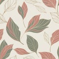 Elegant Seamless Leaf Pattern in Sage and Rose Royalty Free Stock Photo