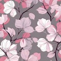 Elegant seamless pattern with cherry blossom flowers, design elements. Floral pattern for invitations, cards, print, gift wrap, Royalty Free Stock Photo