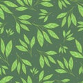 Elegant seamless pattern with leaves. Botanical background. Vector illustration for textile, fabric