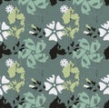 Elegant seamless pattern with oak leaves and flowers Royalty Free Stock Photo