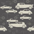 Elegant seamless pattern with retro cars on grey background Royalty Free Stock Photo