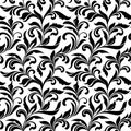 Elegant seamless pattern. Tracery of swirls and decorative leaves isolated on a white background. Vintage style. Royalty Free Stock Photo