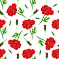 Elegant seamless pattern with watercolor painted red poppy flowers, design elements. Floral pattern for wedding invitations, greet Royalty Free Stock Photo