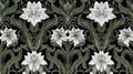 Elegant seamless pattern with white lilies and green foliage on black background Royalty Free Stock Photo