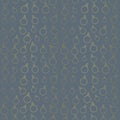 Elegant seamless vector pattern with scattered gold little Christmas balls on greyish blue background. Royalty Free Stock Photo