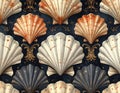 Elegant Seashell Pattern on Dark Background Royalty Free Stock Photo